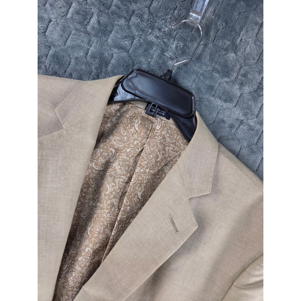 Saddlebred Mens 42R Tan Khaki 100% Cotton Two Button Blazer Sport Coat Paisley